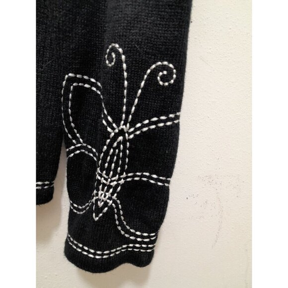 Vintage Foxcraft Womens Size S Embroidered Butterfly Black Sweater - Picture 4 of 7